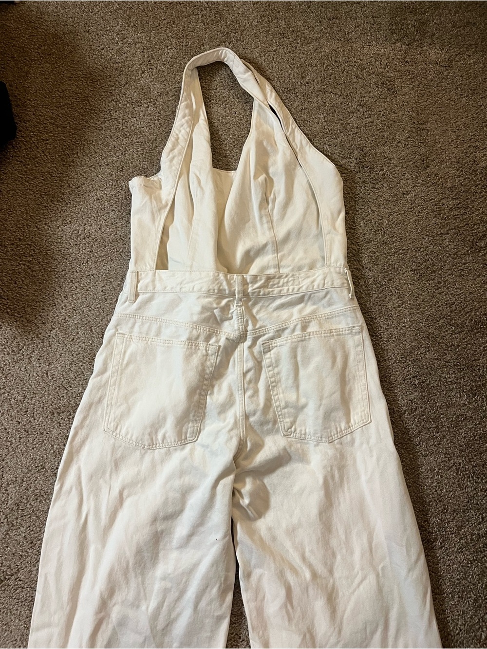 Zara White Backless Wide-Leg Jumpsuit - Picture 11 of 11